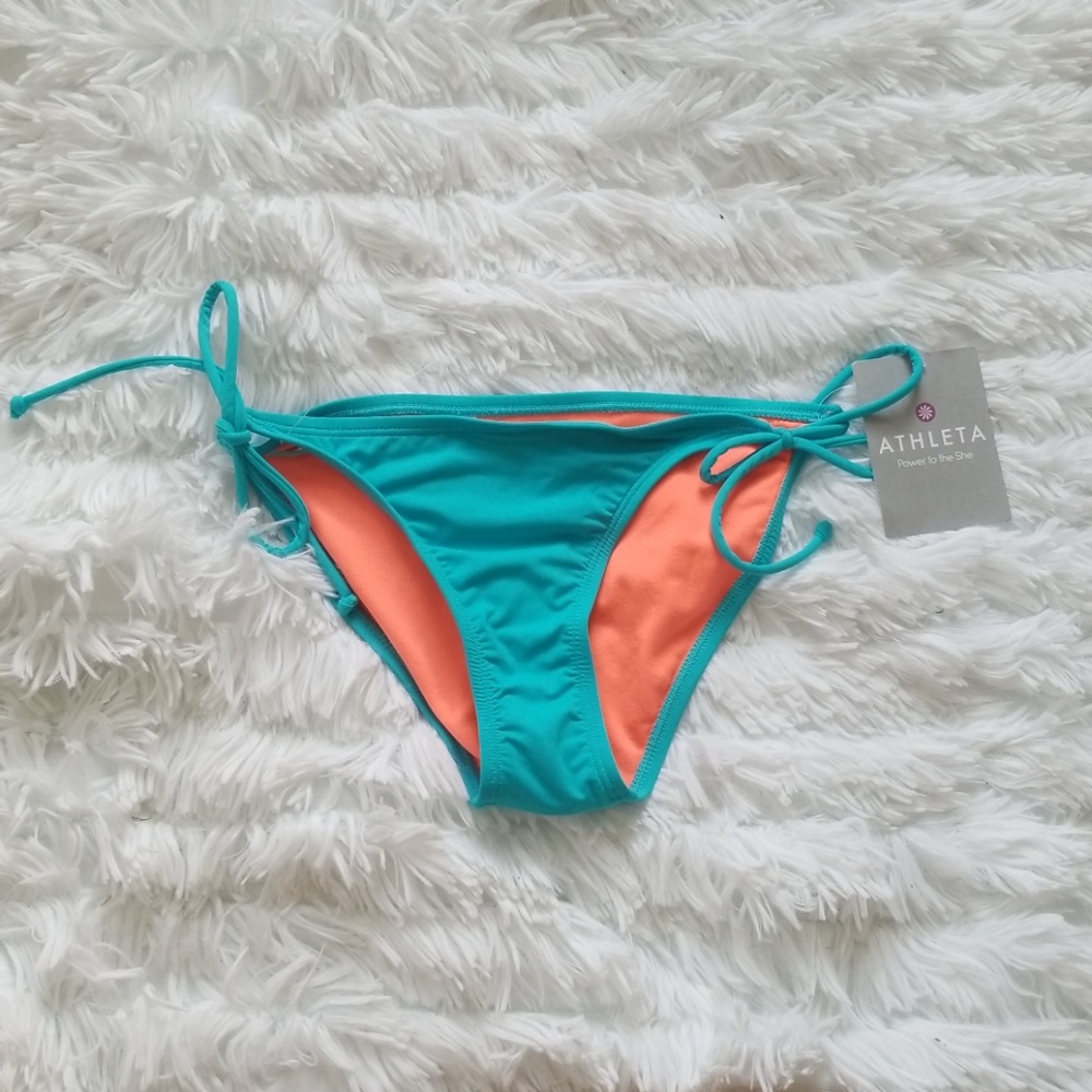 Athleta Bora Bora Blue Solid String Bikini Bottom